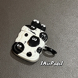 GUPBOO Airpods Coque Housse Étui Protecteur Compatible pour AirPods 3-Dessin animé mignon boule de charbon noir en trois dimensions