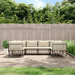 Maison Chic Salon de jardin 6 pcs + coussins - Mobilier/Meubles de jardin - Table et chaises d'extérieur anthracite résine tressée -MN41996