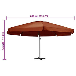 vidaXL Parasol de jardin avec mât en aluminium 600 cm terre cuite pas cher