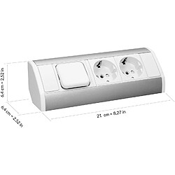 Avis ORNO GM-9002/W-G(GS) Prise d'angle 2 compartiments avec interrupteur et sécurité enfant à 45 ° Montage 3680 W Pour cuisine, bureau et plan de travail