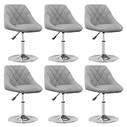 vidaXL Chaises pivotantes à manger lot de 6 Gris clair Velours