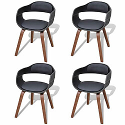 Maison Chic Lot de 4 Chaises à manger,Chaise pour cuisine noir bois courbé et similicuir -MN90540