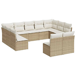 Maison Chic Salon de jardin 11 pcs avec coussins | Ensemble de Table et chaises | Mobilier d'Extérieur beige résine tressée -GKD81211