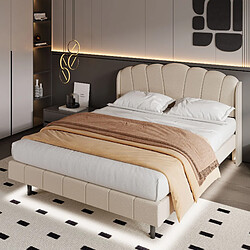 Avis ComfortXL Lit 160*200 cm Rembourré Avec Éclairage LED Sensible Au Mouvement Beige