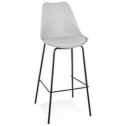 Alterego Tabouret de bar design 'LEMON' gris avec pied en métal noir