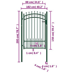 Acheter vidaXL Portail de clôture avec pointes Acier 100x150 cm Vert