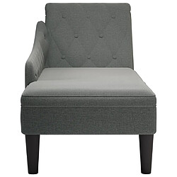 Avis vidaXL Fauteuil long avec coussin et accoudoir droit gris foncé tissu