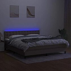 Avis vidaXL Sommier à lattes de lit avec matelas LED Taupe 180x200 cm Tissu