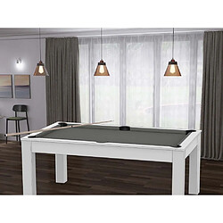 Acheter De Faugeres Billard convertible table 6 personnes Texas blanc laqué et gris (tapis)