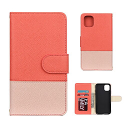 Wewoo Coque Étui en cuir à rabat de couleur épissure pour iPhone 11 Pro avec support cadre photo emplacements cartes et portefeuille rose rouge