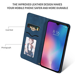 Wewoo Housse Coque Étui en cuir avec rabat horizontal magnétique Business Skin Feel rétro pour Xiaomi 9 bleu marine