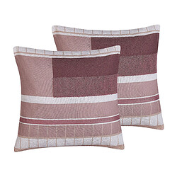 Beliani Lot de 2 coussins ERINUS Bouclé 45 x 45 cm Géométrique Multicolore