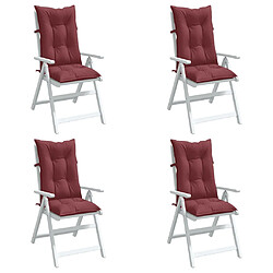 vidaXL Coussins de chaise dossier haut lot de 4 rouge bordeaux mélangé