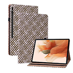 Etui en PU texture tissée multicolore avec support marron pour votre Samsung Galaxy Tab S8