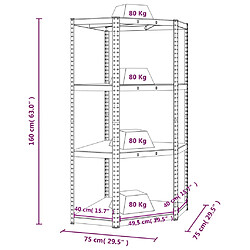 vidaXL Étagère d'angle à 4 niveaux Argenté Acier et bois d'ingénierie pas cher