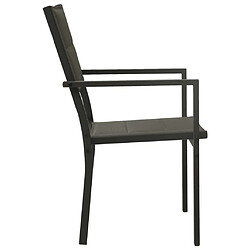 Acheter Maison Chic Lot de 2 Chaises de jardin,Fauteuil d'extérieur Textilène et acier Gris et anthracite -MN77718