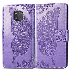 Wewoo Housse Coque Étui en cuir à rabat horizontal Butterfly Love Flowers pour Huawei Mate 20 Proavec supports et porte-cartesavec porte-monnaie violet clair