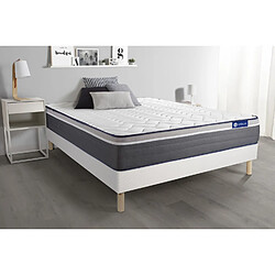 ACTISOM Ensemble matelas ACTILATEX PLUS 140x190 Latex+Mémoire de forme Maxi épaisseur 7zones de confort + sommier KIT blanc