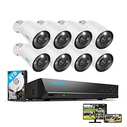 Reolink Kit Vidéo Surveillance avec 12MP 8X Bullet Caméra IP PoE et 16CH 4To NVR, Détection Personne/Véhicule, Vision Nocturne 30m avec Audio 