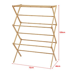 Helloshop26 Étendoir à linge pliable bambou 128 x 72 x 44 cm naturel 03_0007072