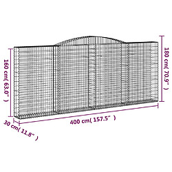 vidaXL Panier de gabions arqué 400x30x160/180 cm Fer galvanisé pas cher