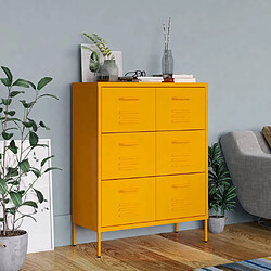 vidaXL Armoire à tiroirs Jaune moutarde 80x35x101,5 cm Acier