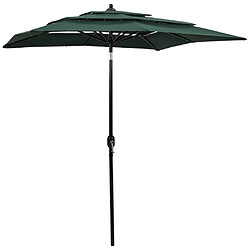 ComfortXL Parasol à 3 Niveaux Avec Mât En Aluminium Vert 2x2 M