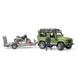 Bruder Land Rover Defender avec remorque et moto