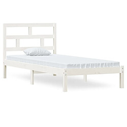 vidaXL Cadre de lit sans matelas blanc bois massif 90x200 cm