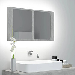 vidaXL Armoire de salle de bain à miroir LED Gris béton Acrylique