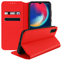 Avizar Housse Wiko View 4 / 4 Lite Étui Folio Clapet Portefeuille Fonction Stand rouge