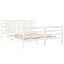 Acheter Maison Chic Lit Moderne Chambre - Cadre/structure de lit pour adulte Blanc Bois de pin massif 135x190 cm Double -MN46803