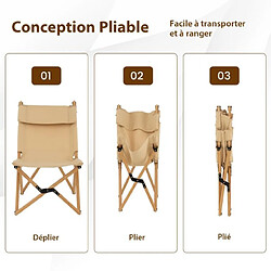 Helloshop26 Chaise de camping pliante en bambou charge 150kg avec dossier ajustable 48/60cm en toile légère sac de transport beige 20_0008101