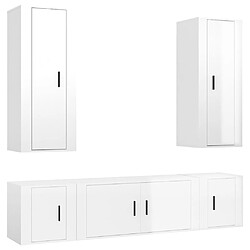 Maison Chic Ensemble de meubles TV 5 pcs pour salon - Blanc brillant Bois d'ingénierie -MN83196