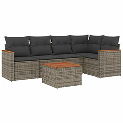 Maison Chic Salon de jardin 6 pcs avec coussins | Ensemble de Table et chaises | Mobilier d'Extérieur gris résine tressée -GKD51525