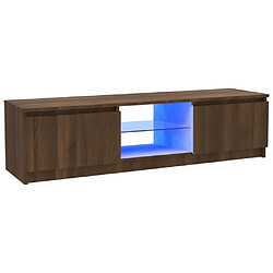 Maison Chic Meubles TV avec lumières LED - Banc TV pour salon chêne marron 120x30x35,5 cm -MN31500