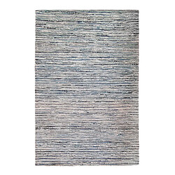 Thedecofactory EFFLUVE - Tapis tressé fausse soie, chanvre, laine gris clair 120x180