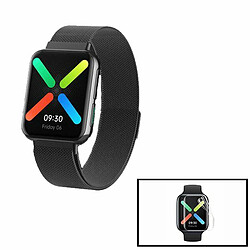 PHONECARE Kit Bracelet Milanese Loop Fermeture Magnétique + Gel d'écran de Film protecteur Full Coque pour OPPO Watch 41mm - Noir