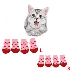 Avis 4 pcs chien chaussettes chien plancher poignée chaussettes chaussures bottes antidérapant protecteur chaussettes s rose