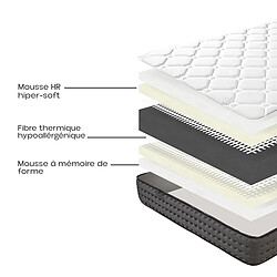 Avis Visiodirect Ensemble Matelas CASTO 160x200 cm,en mousse haute densité, ferme, face été/hiver, épaisseur 20cm + sommier gris épaisseur 20cm