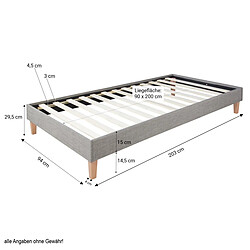 Avis Homestyle4U Cadre de Lit Simple 90 x 200 Gris Sommier à Lattes