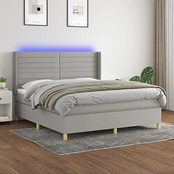 vidaXL Sommier à lattes de lit matelas LED Gris clair 160x200 cm Tissu