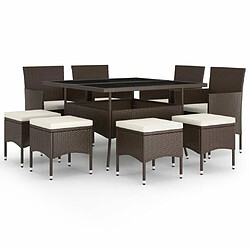 Maison Chic Ensemble de salle à manger de jardin 9 pcs,Table et chaises d'extérieur pour relax Résine tressée Marron -GKD937863