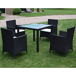 Maison Chic Mobilier à dîner jardin 5 pcs avec coussins - Ensemble table et chaises d'extérieur - Salon/Mobilier de jardin classique Résine tressée Noir -MN30497