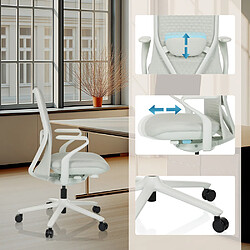 Chaise de bureau / chaise pivotante VERVIO dossier résille 3D / assise tissu blanc hjh OFFICE pas cher