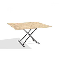 Inside 75 Table basse compacte HIGH and LOW relevable extensible finition chêne clair