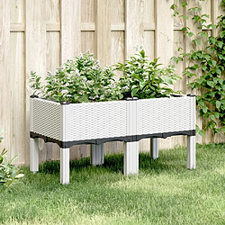 Maison Chic Jardinière,Bac à fleurs - pot de fleur avec pieds blanc 80x40x42 cm PP -GKD64085