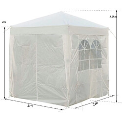 Bcelec 578-013 Tonnelle de jardin dépliable, Pavillon de Jardin, Chapiteau Blanc 2X2m avec 4 parois latérales