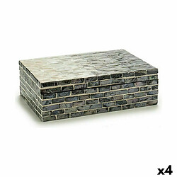 Gift Decor Boîte Décorative Gris Nacre noire Contre-plaqué 15,2 x 7,2 x 25 cm (4 Unités)