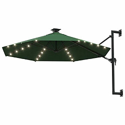 Maison Chic Parasol Jardin | Parasol mural avec mat métallique et LED 300 cm Vert - GKD68887